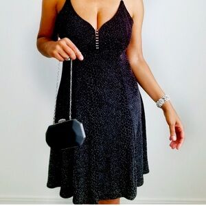 Black & Silver spaghetti strap cocktail dress